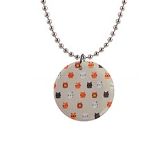 Cat Faces Pattern 1  Button Necklace by Vaneshart