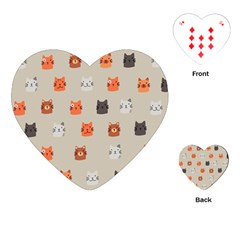 Cat Faces Pattern Playing Cards Single Design (heart) by Vaneshart