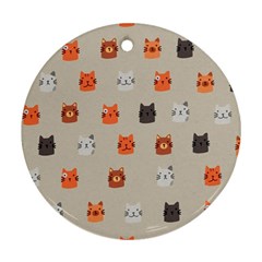 Cat Faces Pattern Round Ornament (Two Sides)