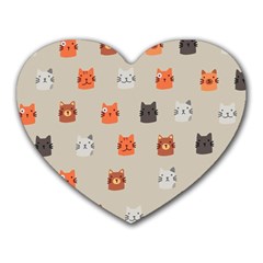 Cat Faces Pattern Heart Mousepads by Vaneshart