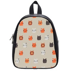 Cat Faces Pattern School Bag (small) by Vaneshart