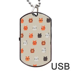 Cat Faces Pattern Dog Tag USB Flash (Two Sides)