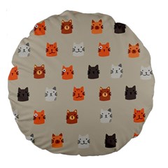 Cat Faces Pattern Large 18  Premium Round Cushions