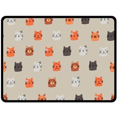 Cat Faces Pattern Double Sided Fleece Blanket (Large) 