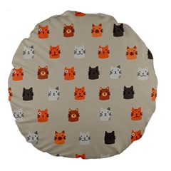 Cat Faces Pattern Large 18  Premium Flano Round Cushions