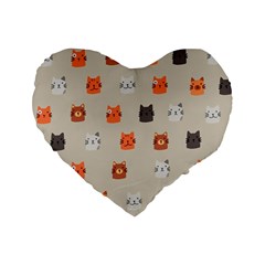 Cat Faces Pattern Standard 16  Premium Flano Heart Shape Cushions