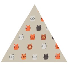 Cat Faces Pattern Wooden Puzzle Triangle