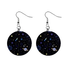 Starry Night  Space Constellations  Stars  Galaxy  Universe Graphic  Illustration Mini Button Earrings by Vaneshart