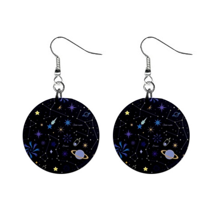 Starry Night  Space Constellations  Stars  Galaxy  Universe Graphic  Illustration Mini Button Earrings