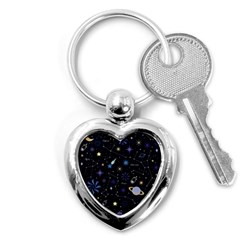 Starry Night  Space Constellations  Stars  Galaxy  Universe Graphic  Illustration Key Chain (heart) by Vaneshart