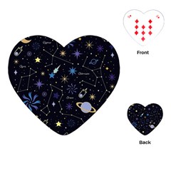 Starry Night  Space Constellations  Stars  Galaxy  Universe Graphic  Illustration Playing Cards Single Design (heart) by Vaneshart