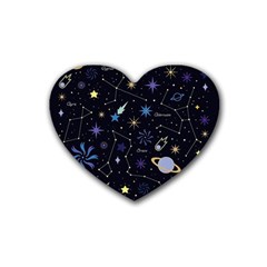 Starry Night  Space Constellations  Stars  Galaxy  Universe Graphic  Illustration Heart Coaster (4 Pack)  by Vaneshart