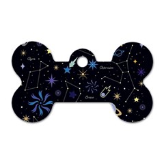 Starry Night  Space Constellations  Stars  Galaxy  Universe Graphic  Illustration Dog Tag Bone (one Side) by Vaneshart