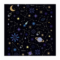 Starry Night  Space Constellations  Stars  Galaxy  Universe Graphic  Illustration Medium Glasses Cloth (2 Sides) by Vaneshart