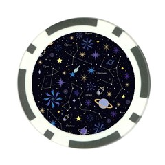 Starry Night  Space Constellations  Stars  Galaxy  Universe Graphic  Illustration Poker Chip Card Guard (10 Pack) by Vaneshart