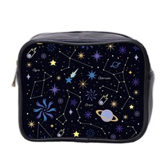 Starry Night  Space Constellations  Stars  Galaxy  Universe Graphic  Illustration Mini Toiletries Bag (two Sides) by Vaneshart