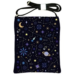 Starry Night  Space Constellations  Stars  Galaxy  Universe Graphic  Illustration Shoulder Sling Bag by Vaneshart