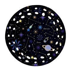 Starry Night  Space Constellations  Stars  Galaxy  Universe Graphic  Illustration Round Filigree Ornament (two Sides) by Vaneshart