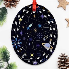 Starry Night  Space Constellations  Stars  Galaxy  Universe Graphic  Illustration Oval Filigree Ornament (two Sides) by Vaneshart