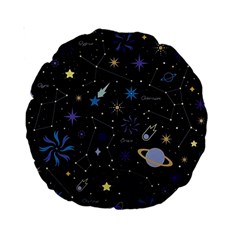 Starry Night  Space Constellations  Stars  Galaxy  Universe Graphic  Illustration Standard 15  Premium Round Cushions by Vaneshart