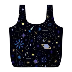 Starry Night  Space Constellations  Stars  Galaxy  Universe Graphic  Illustration Full Print Recycle Bag (l) by Vaneshart