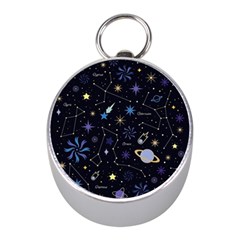 Starry Night  Space Constellations  Stars  Galaxy  Universe Graphic  Illustration Mini Silver Compasses by Vaneshart