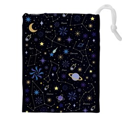 Starry Night  Space Constellations  Stars  Galaxy  Universe Graphic  Illustration Drawstring Pouch (4xl) by Vaneshart