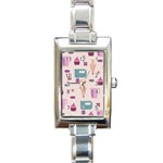 Seamless Bakery Vector Pattern Rectangle Italian Charm Watch Front