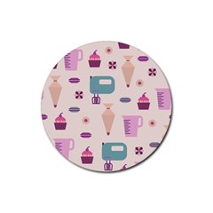 Seamless Bakery Vector Pattern Rubber Coaster (round)  by Vaneshart