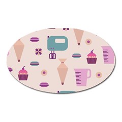 Seamless Bakery Vector Pattern Oval Magnet by Vaneshart