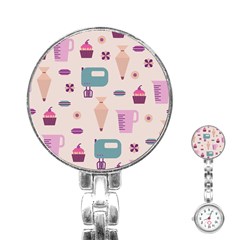 Seamless Bakery Vector Pattern Stainless Steel Nurses Watch by Vaneshart