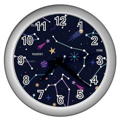 Space Wallpapers Wall Clock (Silver)