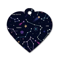 Space Wallpapers Dog Tag Heart (One Side)