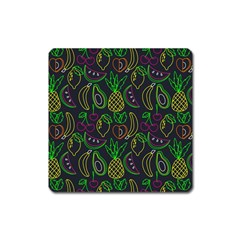 Neon Fruit Seamless Pattern Square Magnet by Vaneshart