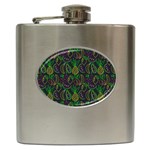 Neon Fruit Seamless Pattern Hip Flask (6 oz) Front