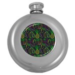 Neon Fruit Seamless Pattern Round Hip Flask (5 oz) Front