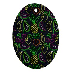 Neon Fruit Seamless Pattern Oval Ornament (two Sides) by Vaneshart