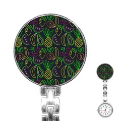 Neon Fruit Seamless Pattern Stainless Steel Nurses Watch by Vaneshart