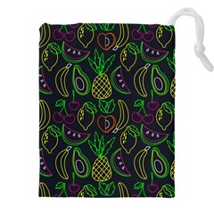 Neon Fruit Seamless Pattern Drawstring Pouch (4xl) by Vaneshart