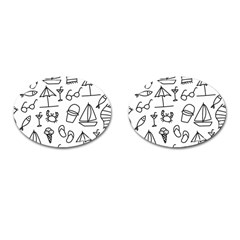 Black And White Summer Vector Pattern Cufflinks (oval) by Vaneshart