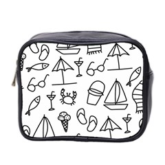 Black And White Summer Vector Pattern Mini Toiletries Bag (two Sides) by Vaneshart