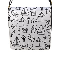 Black And White Summer Vector Pattern Flap Closure Messenger Bag (l) by Vaneshart