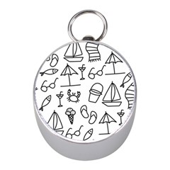 Black And White Summer Vector Pattern Mini Silver Compasses by Vaneshart