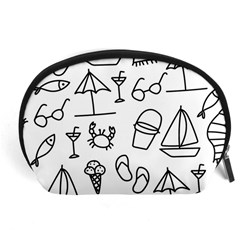 Black And White Summer Vector Pattern Accessory Pouch (large) by Vaneshart