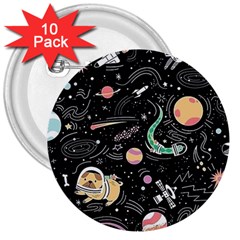 Animals Galaxy Space 3  Buttons (10 Pack)  by Vaneshart