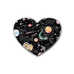 Animals Galaxy Space Rubber Coaster (heart)  by Vaneshart