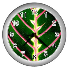 Exotic Green Leaf Wall Clock (silver)