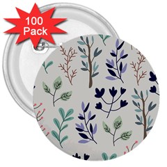 Dark Tone Plant Pattern 3  Buttons (100 Pack)  by Vaneshart