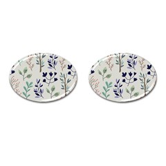 Dark Tone Plant Pattern Cufflinks (oval) by Vaneshart