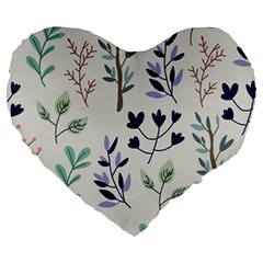 Dark Tone Plant Pattern Large 19  Premium Heart Shape Cushions by Vaneshart